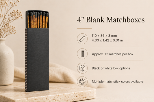 4" Blank Matchboxes – Filled with Matches