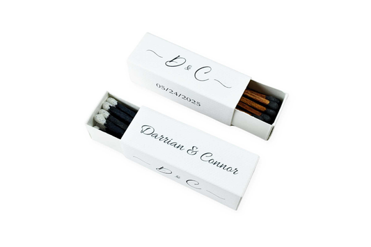 Custom Matchboxes - Set of 10 Personalized 2" Inch Long Colorful Matchsticks for Weddings – Unique Wedding Favor and Gift - Wedding Design 3