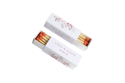 Custom Matchboxes - Set of 10 Personalized 2" Inch Long Colorful Matchsticks for Weddings – Unique Wedding Favor and Gift - Wedding Design 1