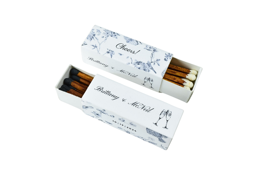 Custom Matchboxes - Set of 10 Personalized 2" Inch Long Colorful Matchsticks for Weddings – Unique Wedding Favor and Gift - Wedding Design