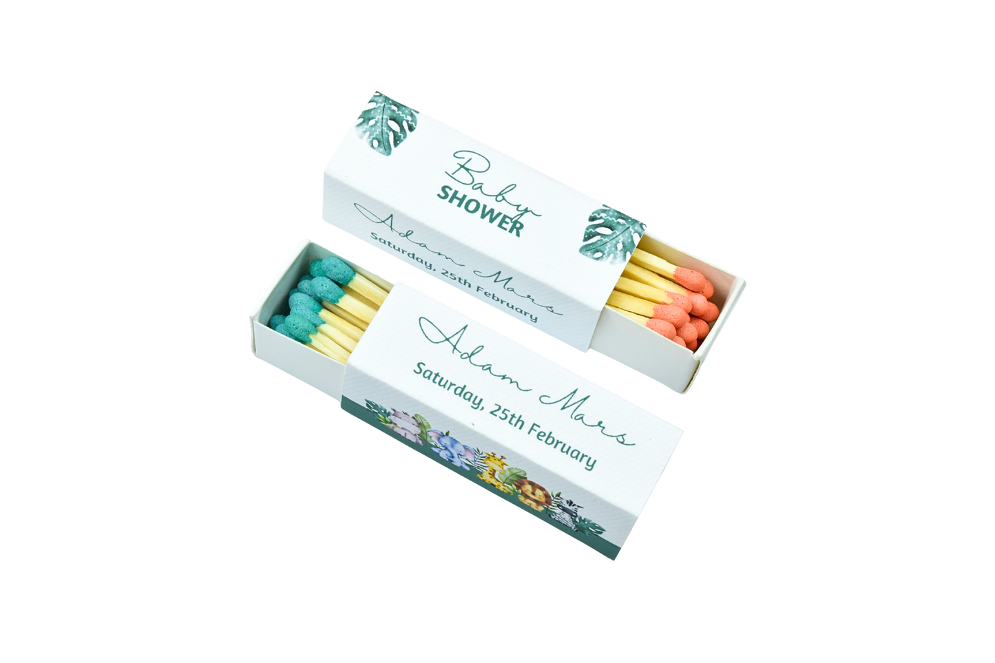Customizable Baby Shower Matchboxes – Set of 10 – Cute Baby Design – Colorful Matchsticks – Perfect for Baby Shower Favors
