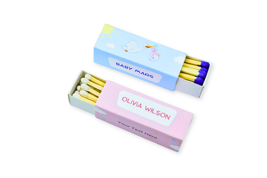 Customizable Baby Shower Matchboxes – Set of 10 – Cute Baby Design – Colorful Matchsticks – Perfect for Baby Shower Favors