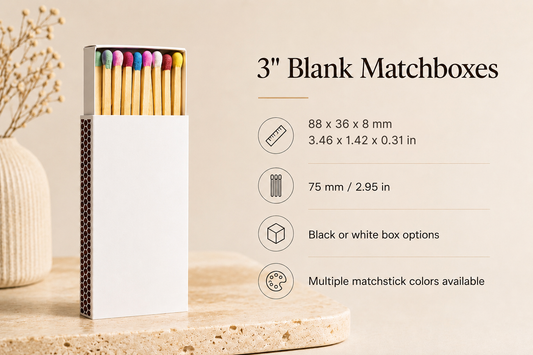 Blank 3” Matchboxes Filled with Matches