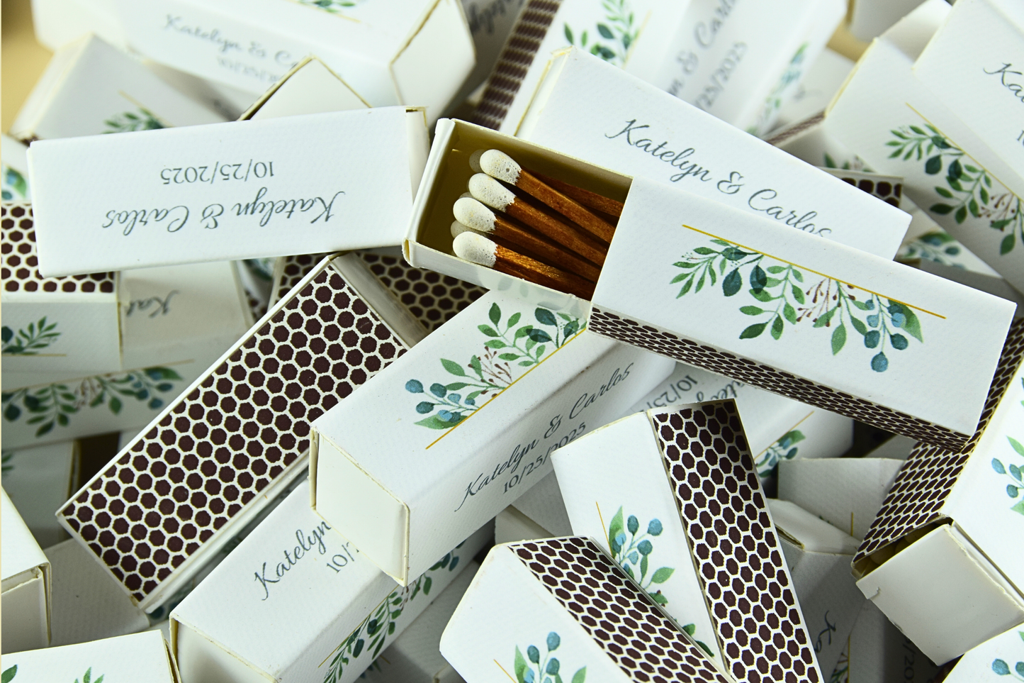 Custom Matchboxes - Set of 10 Personalized 2" Inch Long Colorful Matchsticks for Weddings – Unique Wedding Favor and Gift - Wedding Design 5