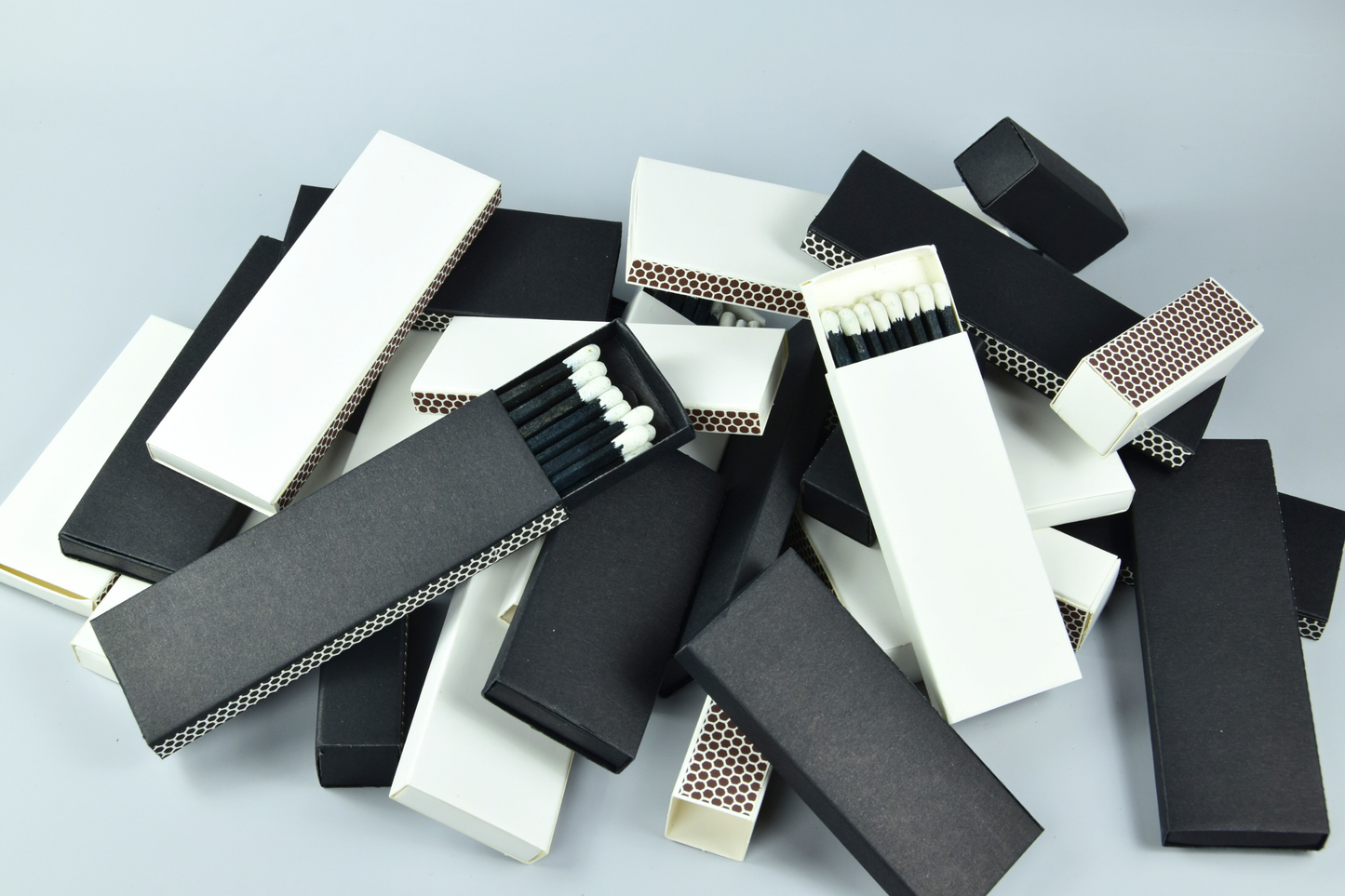2" Inch Long Wooden Matchsticks in a Blank Matchbox with White / Black Matchboxes Colorful Tips - 20 Matchsticks - Gift- Wedding Favor