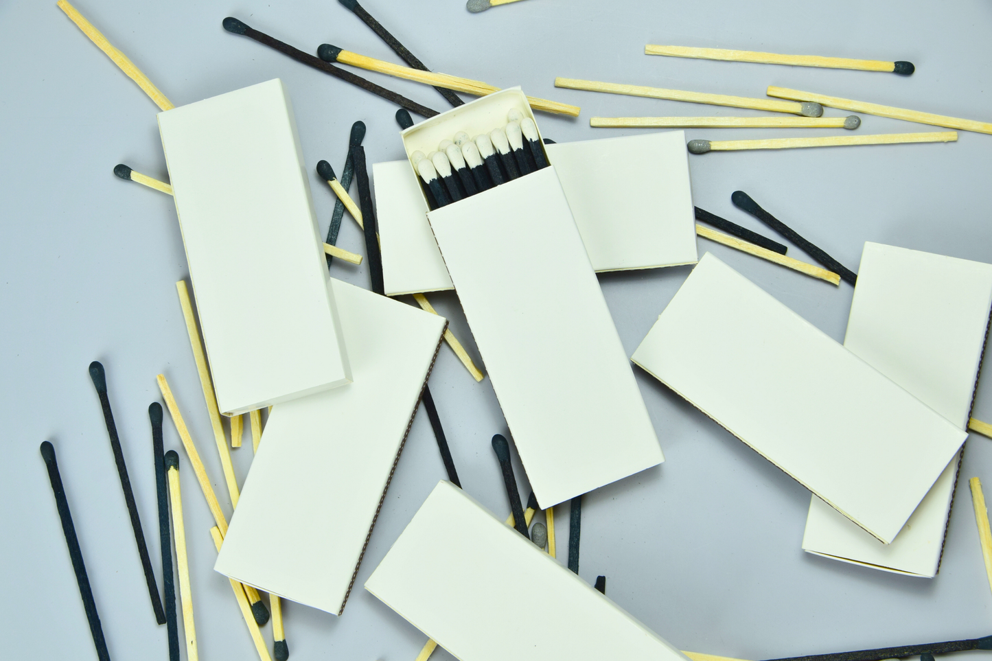 3" Inch Long Wooden Matchsticks in a Blank Matchbox with White / Black Matchboxes Colorful Tips - 16 Matchsticks - Gift- Wedding Favor