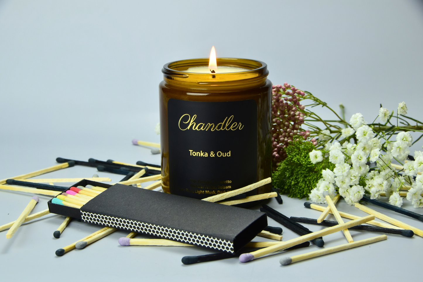 4" Inch Long Wooden Matchsticks in a Blank Matchbox with White / Black Matchboxes Colorful Tips - 12 Matchsticks - Gift- Wedding Favor