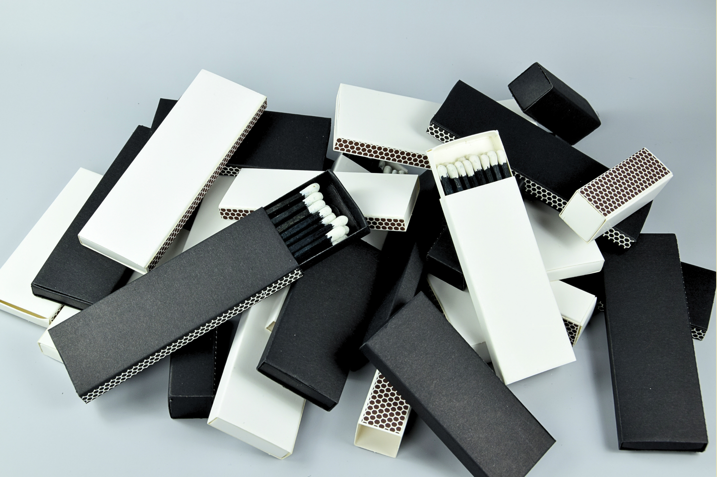 4" Inch Long Wooden Matchsticks in a Blank Matchbox with White / Black Matchboxes Colorful Tips - 12 Matchsticks - Gift- Wedding Favor