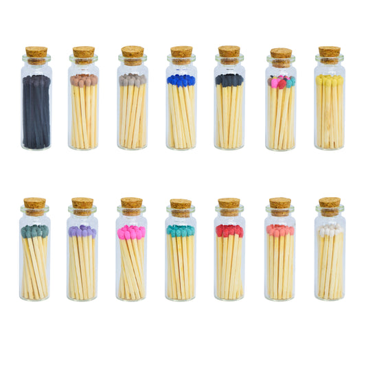 Decorative Small Artisan Match Bottles for Candles, Safety Matches for Lighting Candles with Match Striker On The Bottle - Chandler Studio