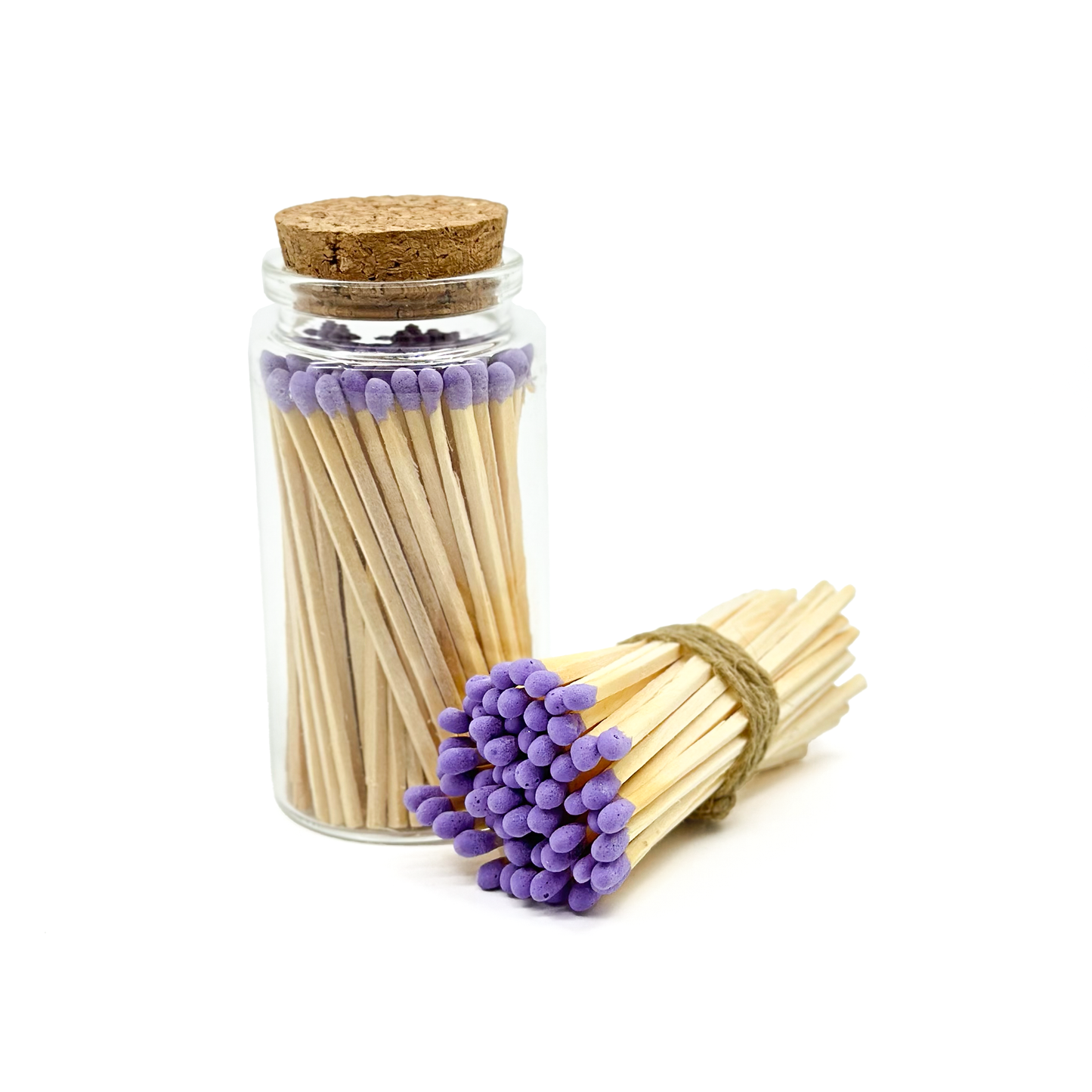 Purple Safety Matches in Jar - Strike On Bottle Glass Jar 3" Inch Matchsticks