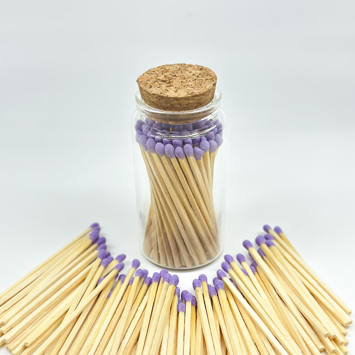 Purple Safety Matches in Jar - Strike On Bottle Glass Jar 3" Inch Matchsticks