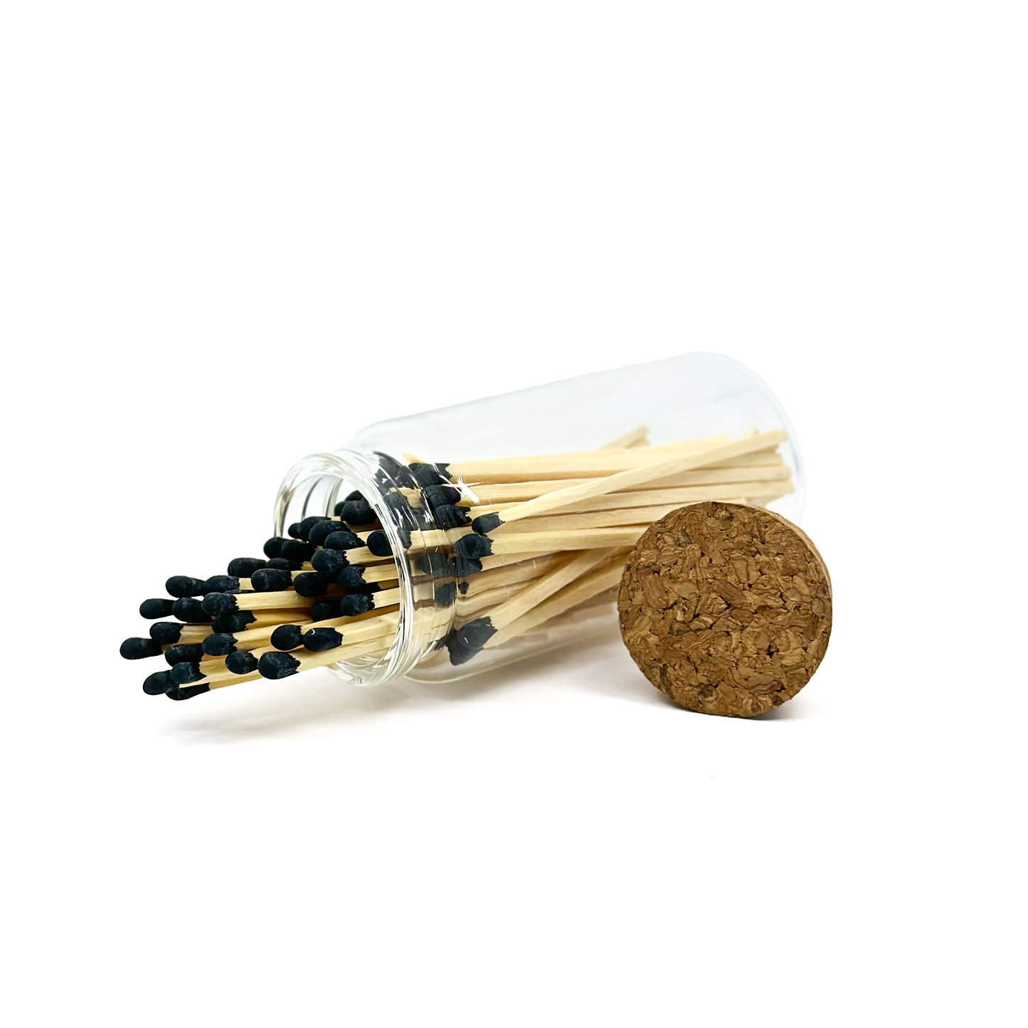 Black Safety Matches in Jar - Strike On Bottle Glass Jar 3" Inch Matchsticks
