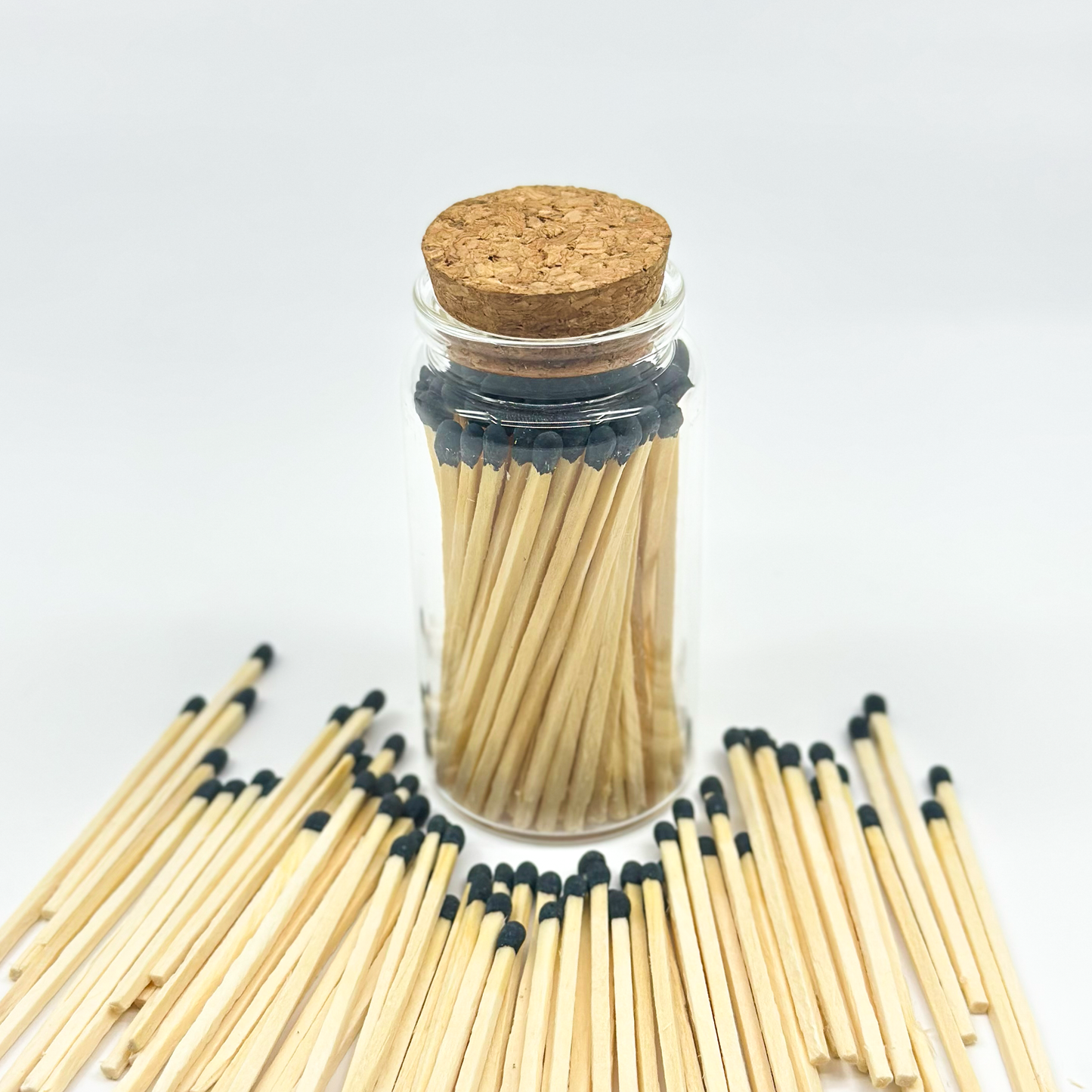 Black Safety Matches in Jar - Strike On Bottle Glass Jar 3" Inch Matchsticks