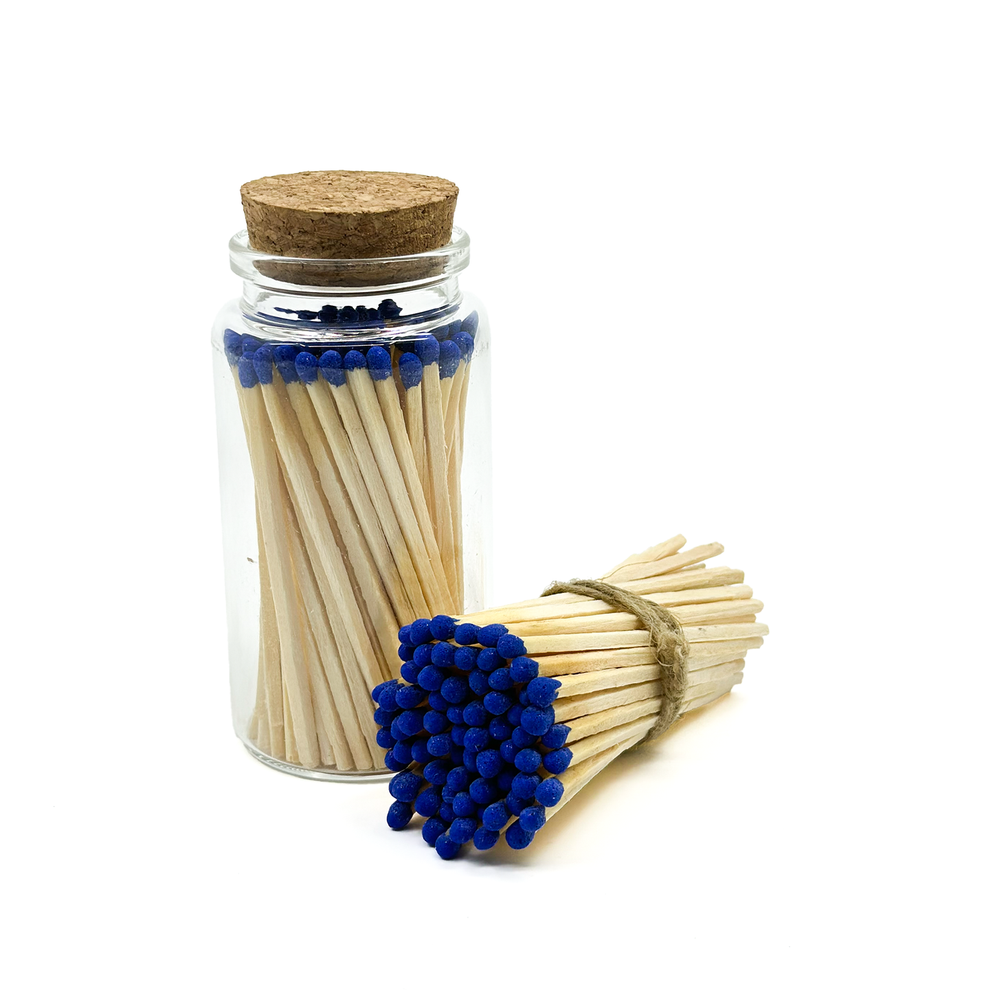 Blue Safety Matches in Jar - Strike On Bottle Glass Jar 3" Inch Matchsticks