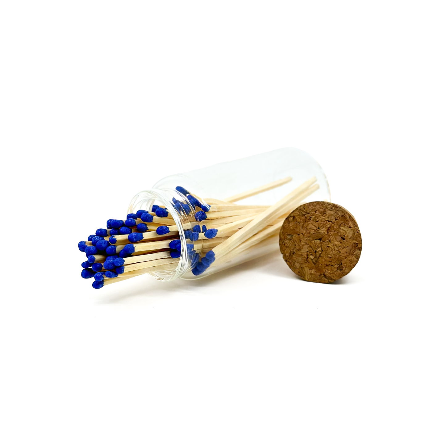 Blue Safety Matches in Jar - Strike On Bottle Glass Jar 3" Inch Matchsticks