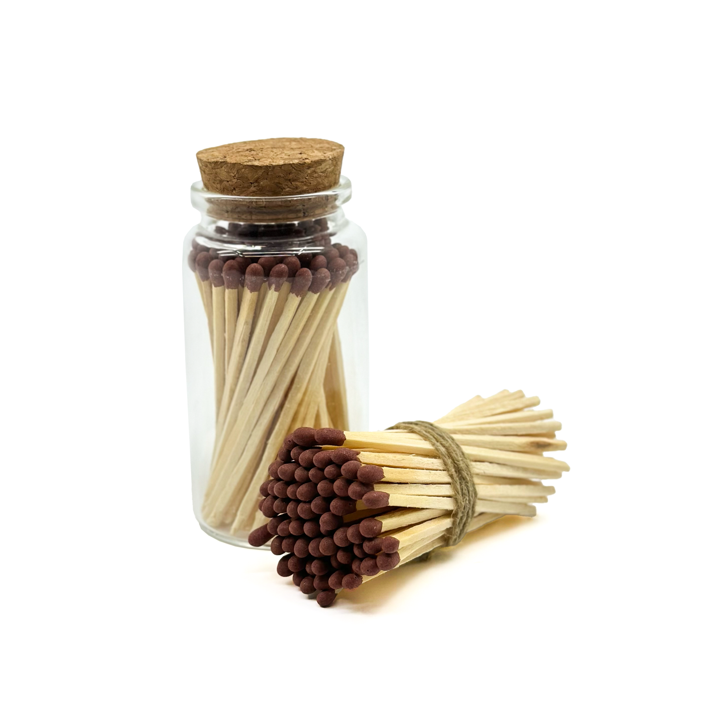 Brown Safety Matches in Jar - Strike On Bottle Glass Jar 3" Inch Matchsticks
