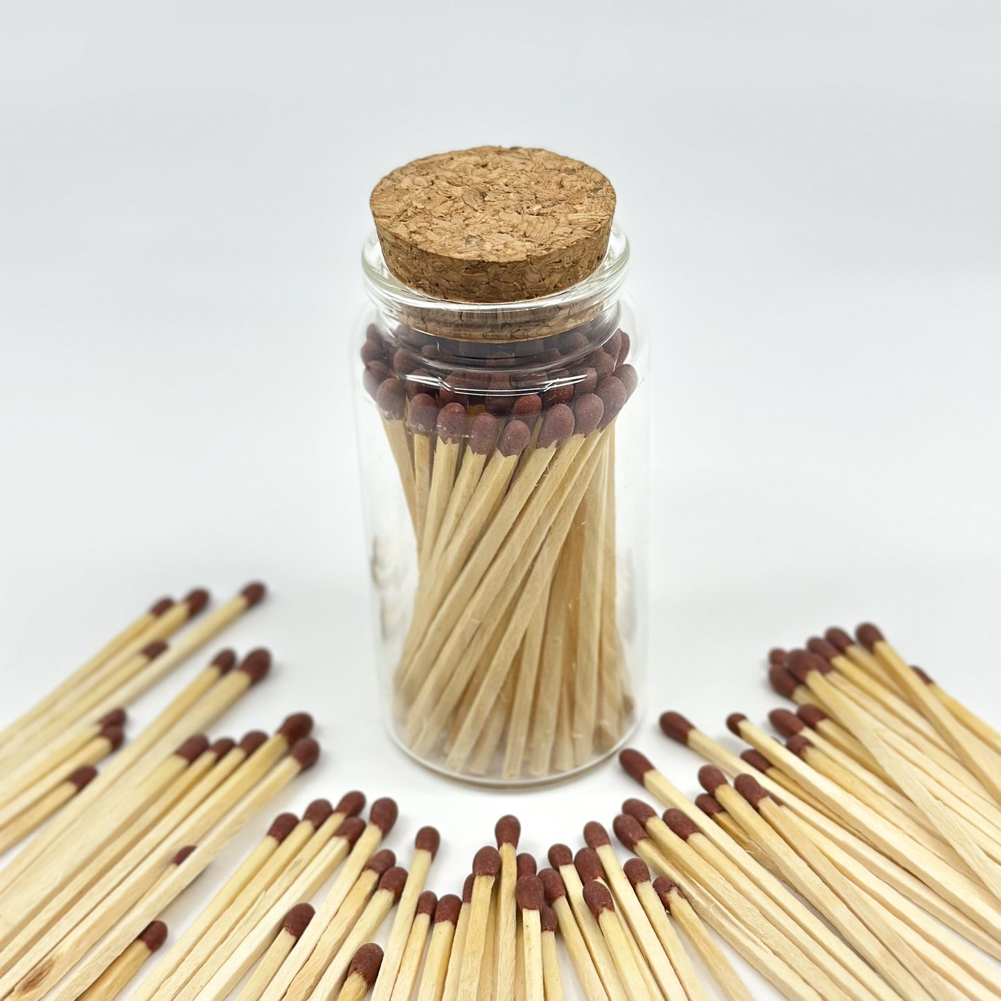 Brown Safety Matches in Jar - Strike On Bottle Glass Jar 3" Inch Matchsticks