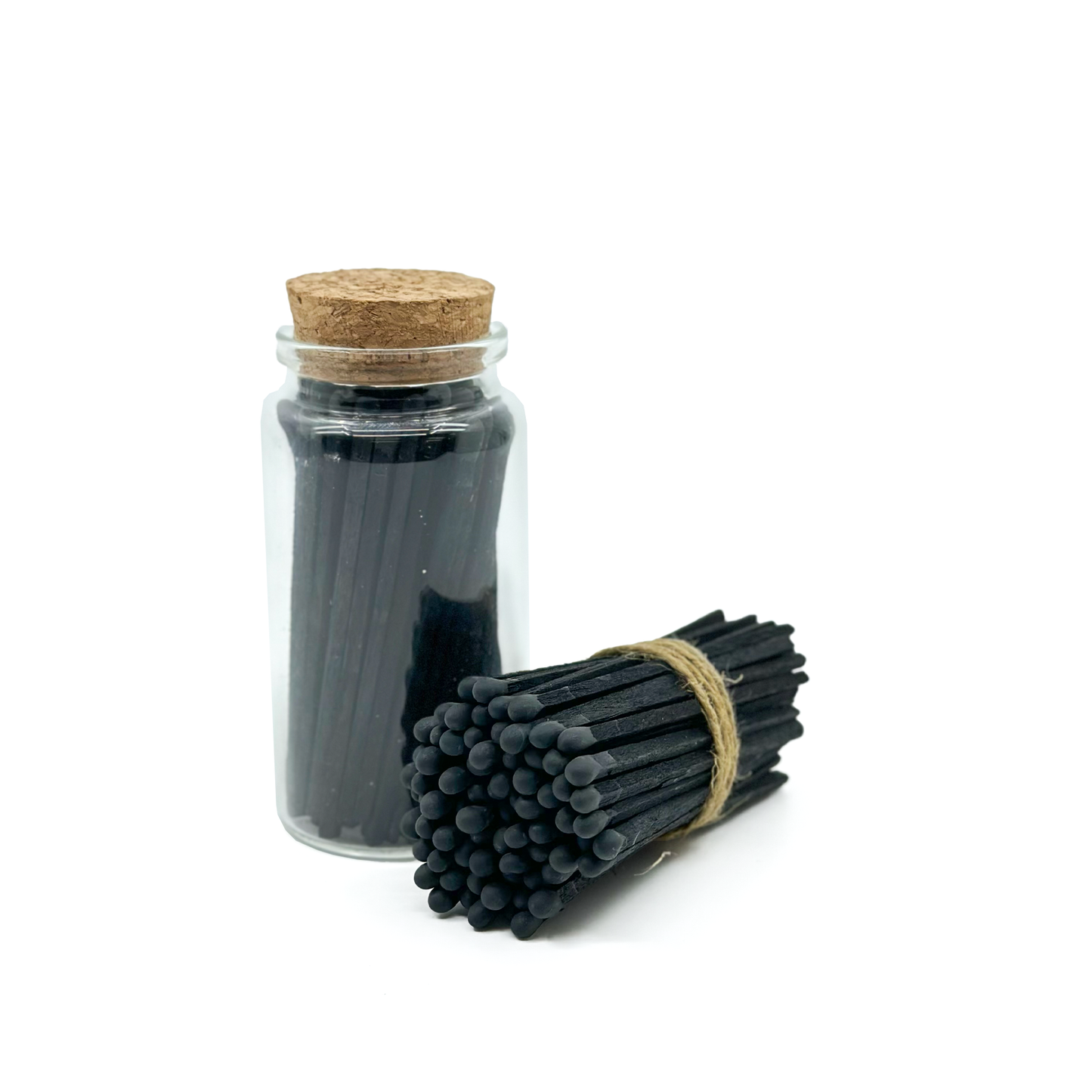 Charcoal Safety Matches in Jar - Strike On Bottle Glass Jar 3" Inch Matchsticks