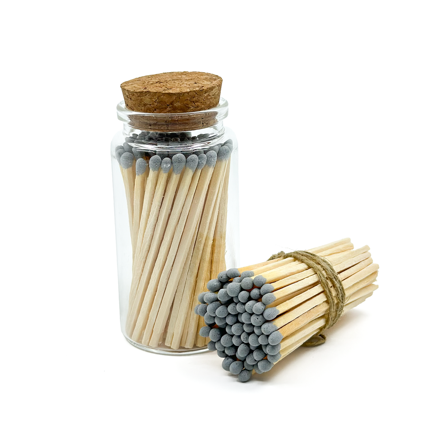 Gray Safety Matches in Jar - Strike On Bottle Glass Jar 3" Inch Matchsticks