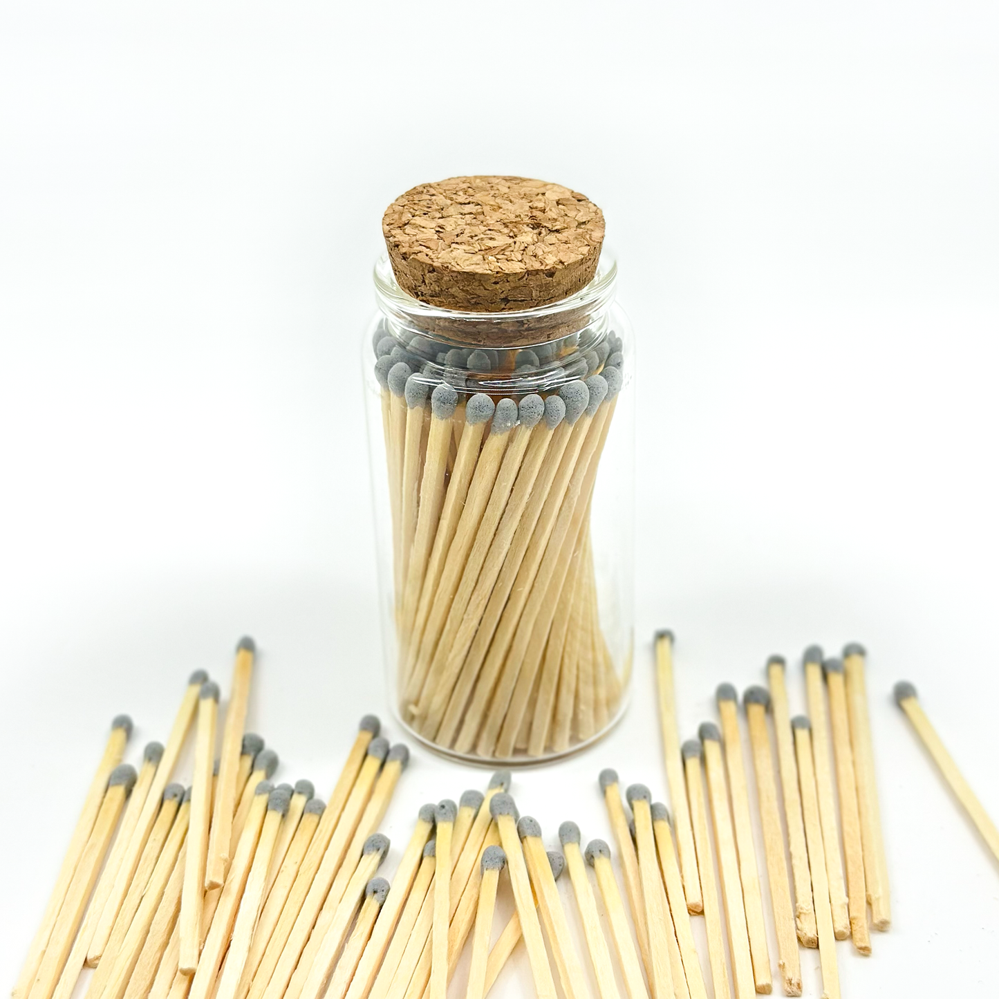 Gray Safety Matches in Jar - Strike On Bottle Glass Jar 3" Inch Matchsticks