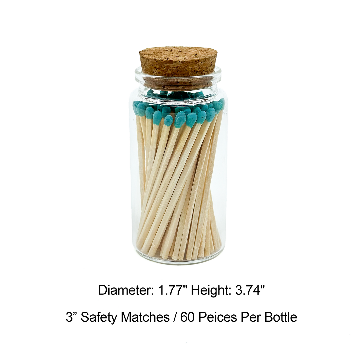 Light Green Safety Matches in Jar - Strike On Bottle Glass Jar 3" Inch Matchsticks
