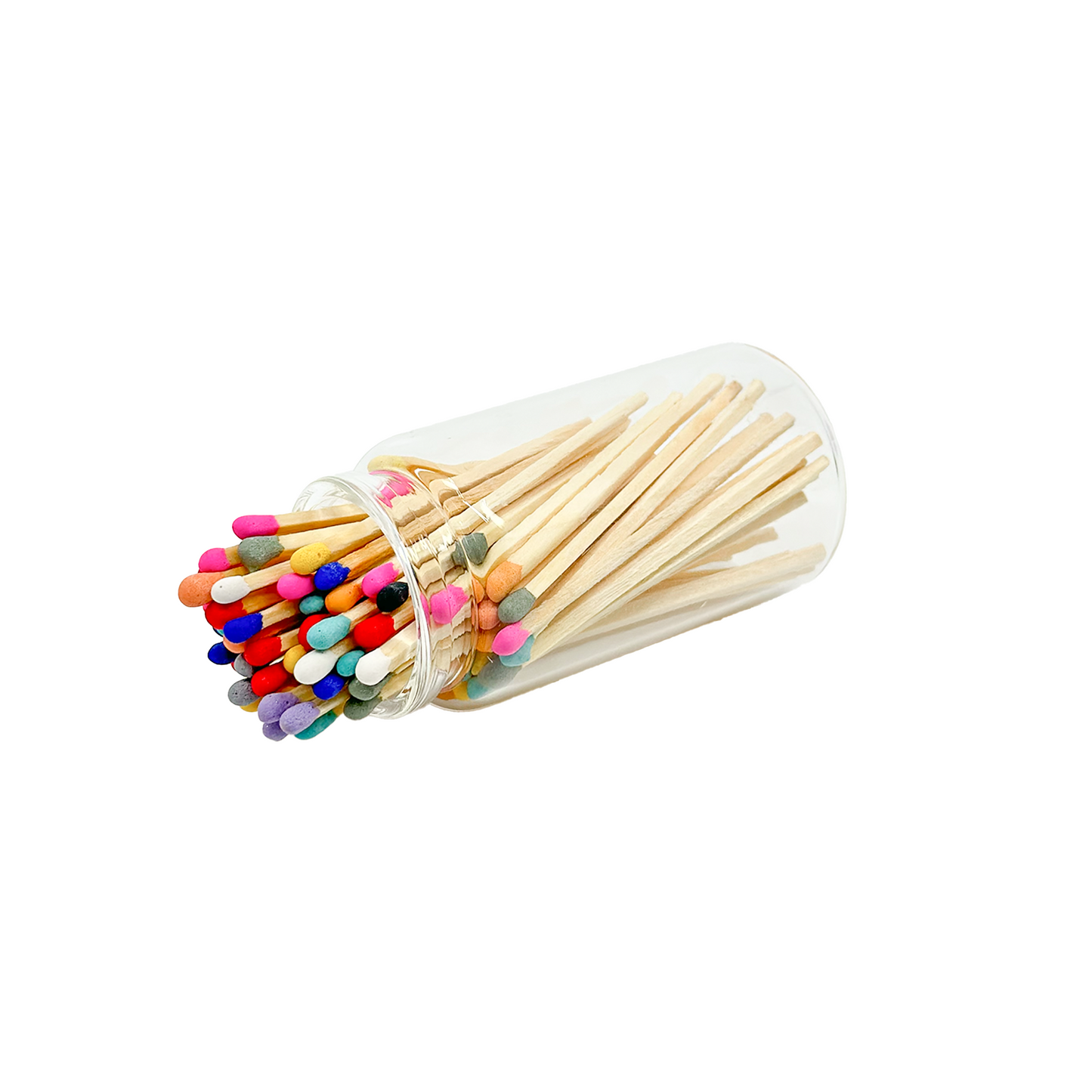 Mixed Colors Safety Matches in Jar - Strike On Bottle Glass Jar 3" Inch Matchsticks
