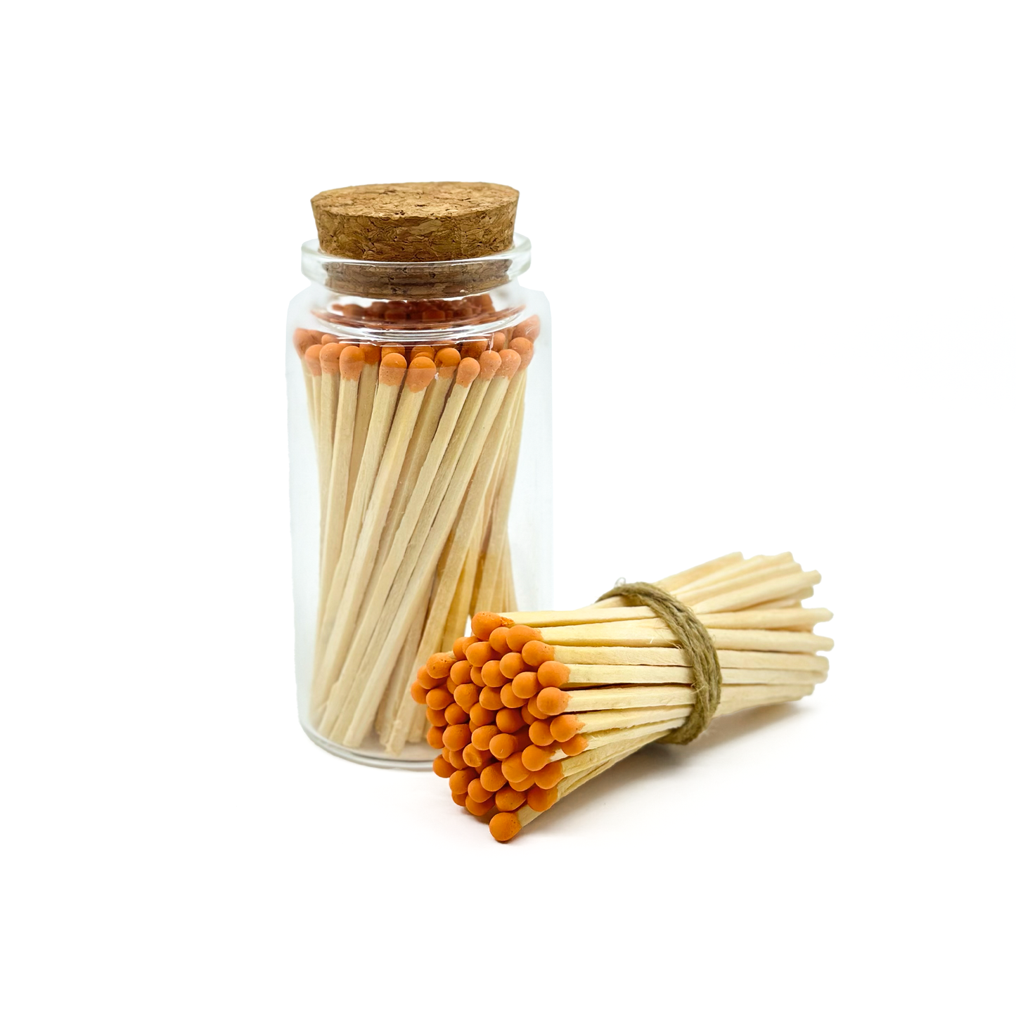 Orange Safety Matches in Jar - Strike On Bottle Glass Jar 3" Inch Matchsticks