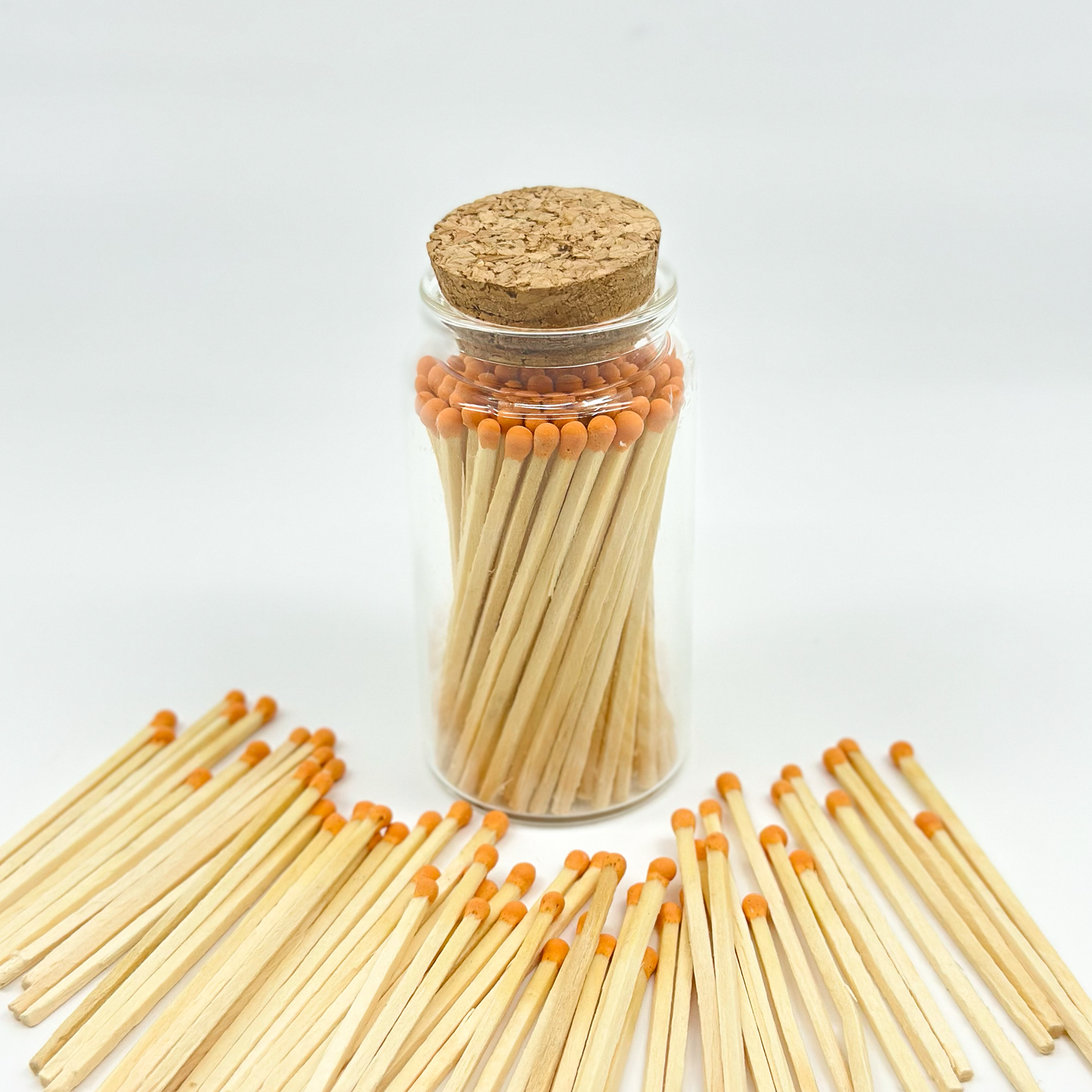 Orange Safety Matches in Jar - Strike On Bottle Glass Jar 3" Inch Matchsticks