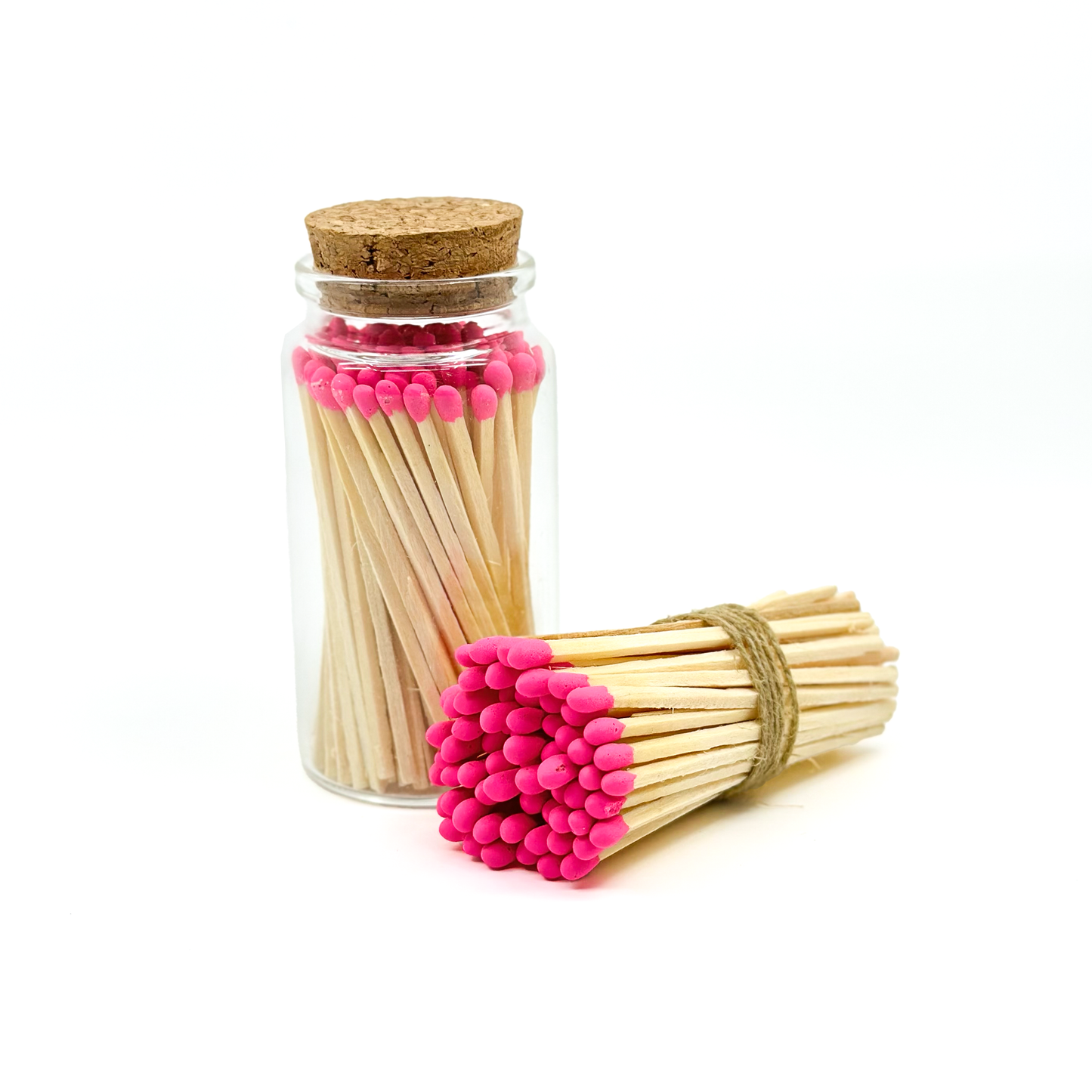 Pink Safety Matches in Jar - Strike On Bottle Glass Jar 3" Inch Matchsticks
