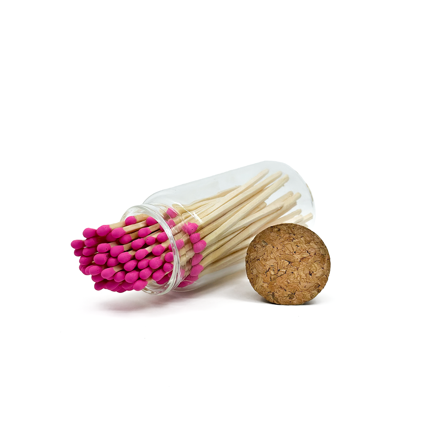 Pink Safety Matches in Jar - Strike On Bottle Glass Jar 3" Inch Matchsticks