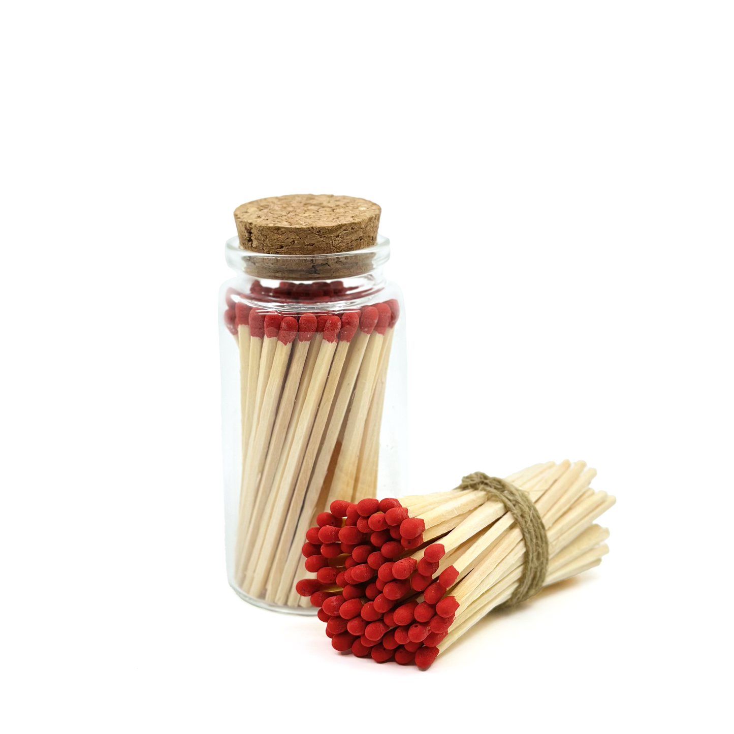 Red Safety Matches in Jar - Strike On Bottle Glass Jar 3" Inch Matchsticks