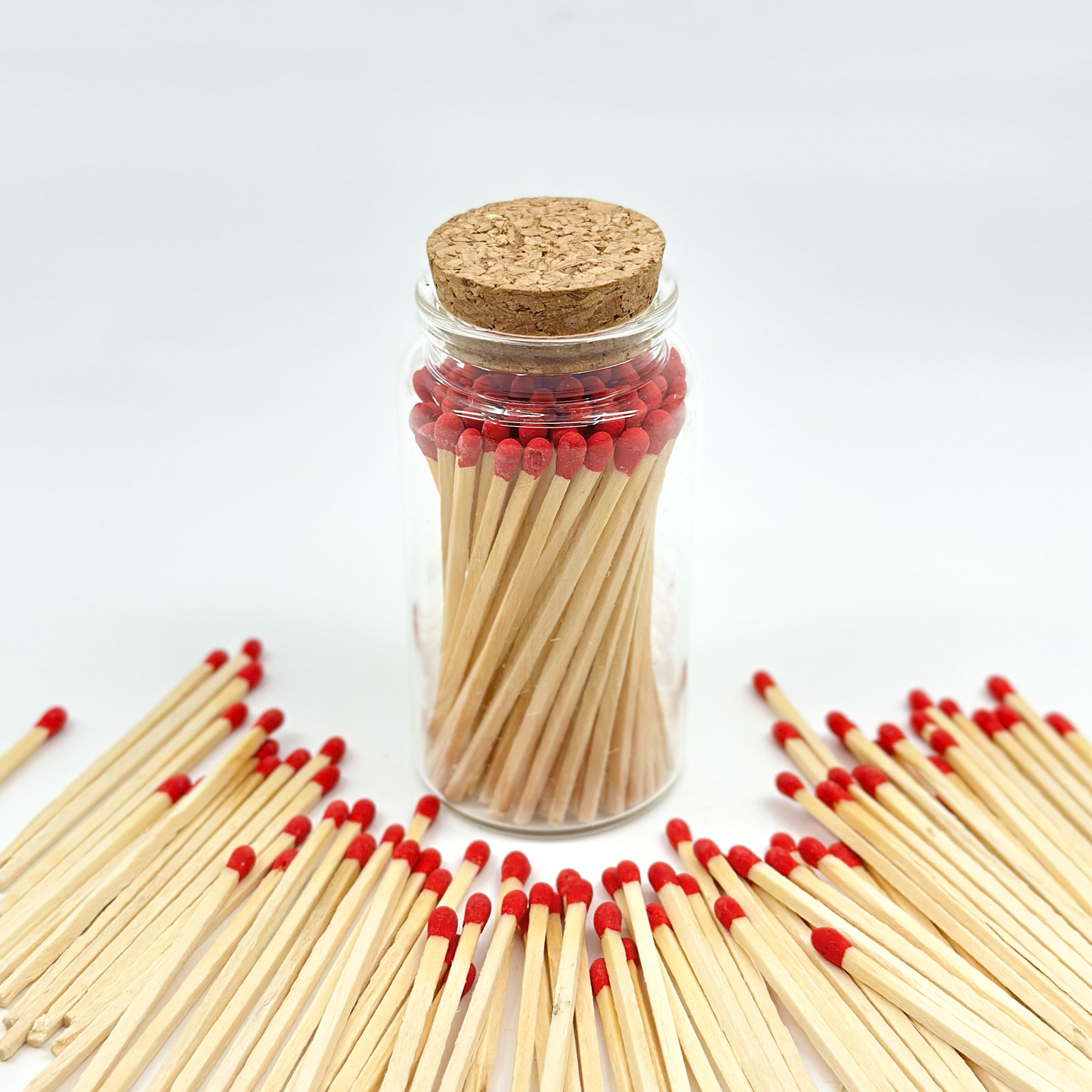 Red Safety Matches in Jar - Strike On Bottle Glass Jar 3" Inch Matchsticks