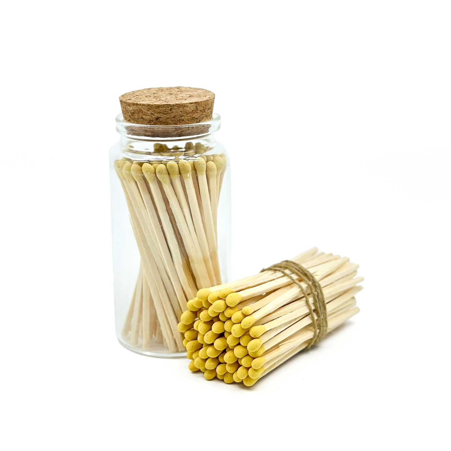 Yellow Safety Matches in Jar - Strike On Bottle Glass Jar 3" Inch Matchsticks