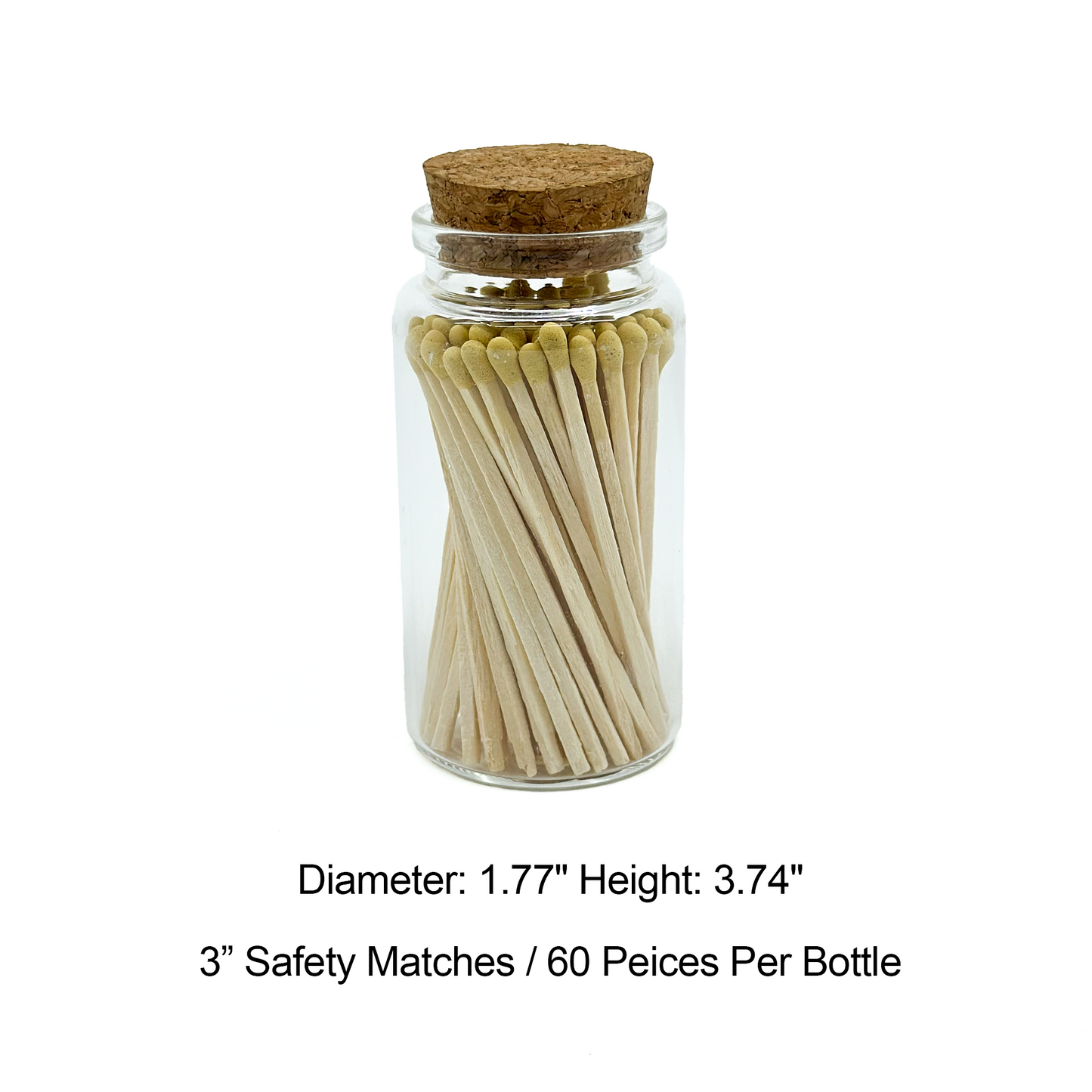 Yellow Safety Matches in Jar - Strike On Bottle Glass Jar 3" Inch Matchsticks