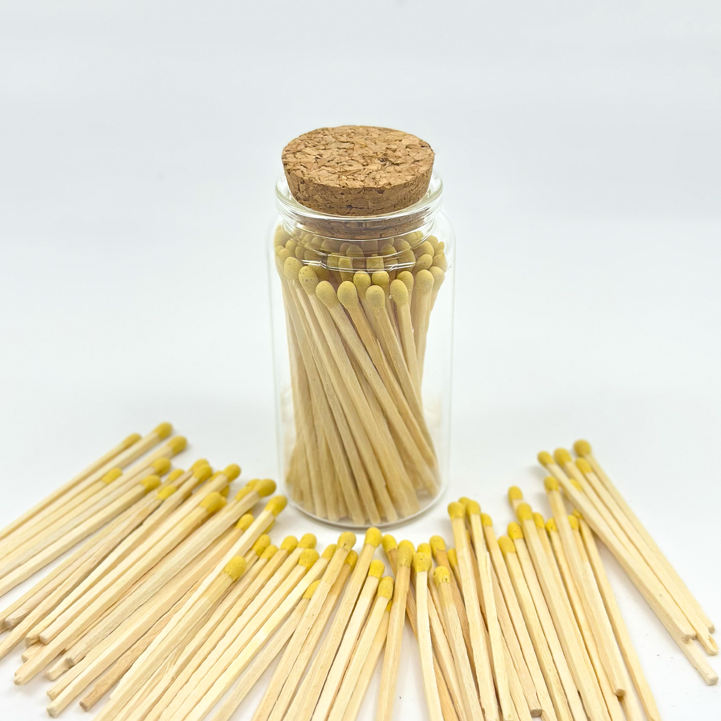 Yellow Safety Matches in Jar - Strike On Bottle Glass Jar 3" Inch Matchsticks