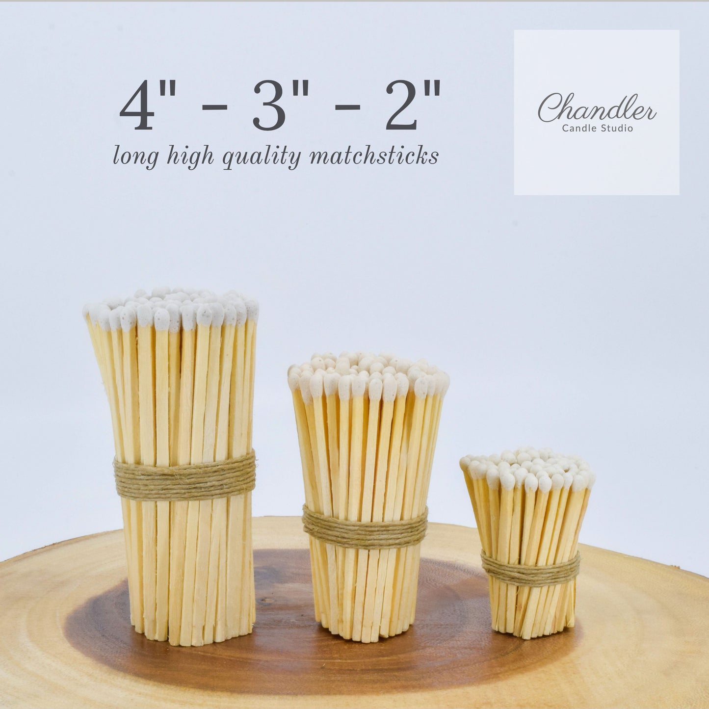 4" White Tip Wooden Matchsticks for Home Decor, Wedding Favors, Crafts, Matchbox Filling, Refill, Safety Matches, Bulk, Loose, 3 Inches - Chandler Studio
