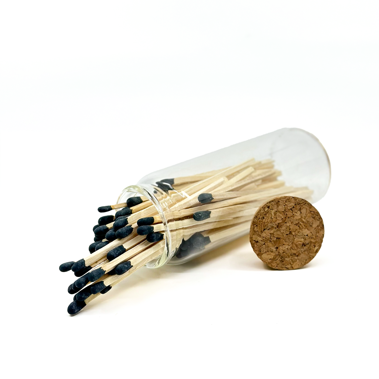 Black Safety Matches in Jar - Strike On Bottle Glass Jar 4" Inch Matchsticks