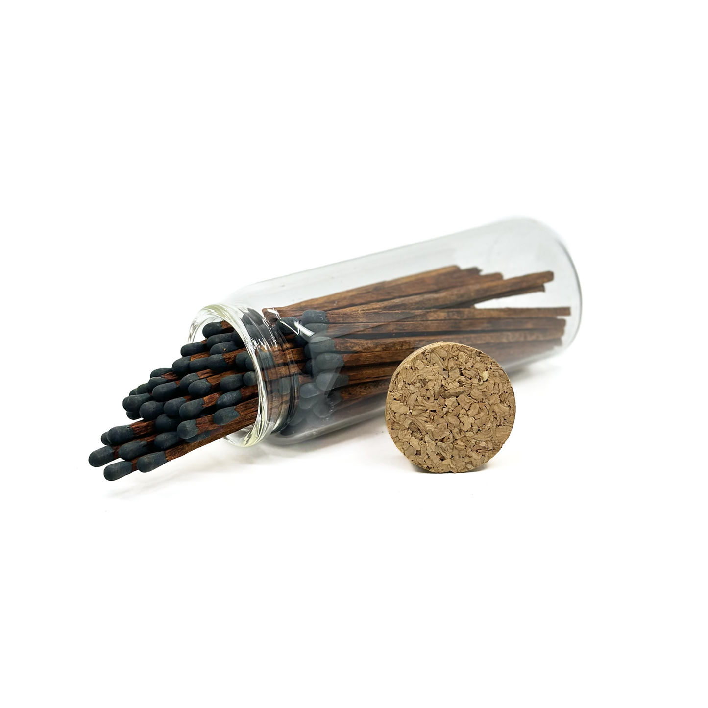 Brown/Black Safety Matches in Jar - Strike On Bottle Glass Jar 4" Inch Matchsticks