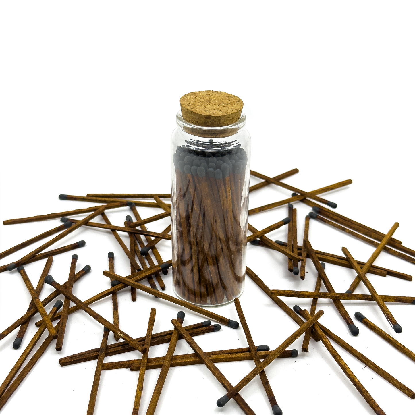 Brown/Black Safety Matches in Jar - Strike On Bottle Glass Jar 4" Inch Matchsticks