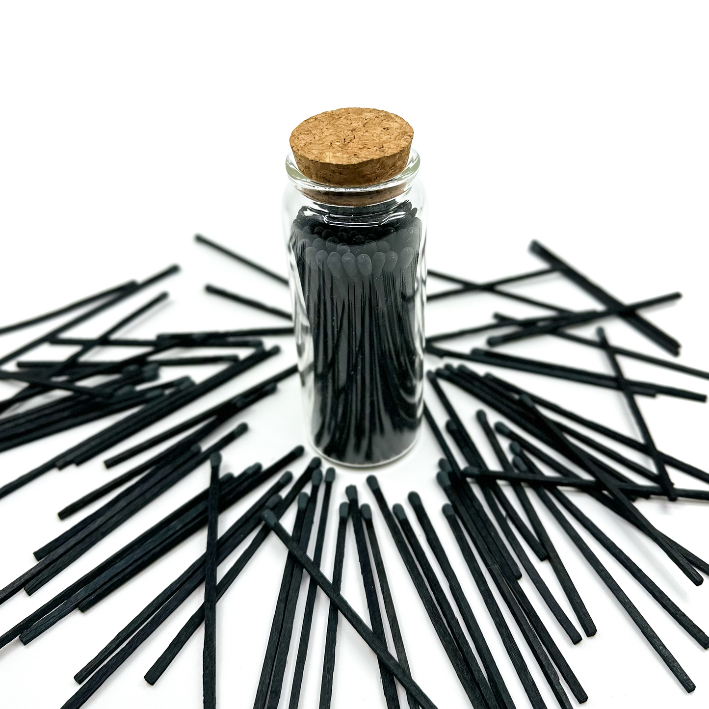 Charcoal Safety Matches in Jar - Strike On Bottle Glass Jar 4" Inch Matchsticks