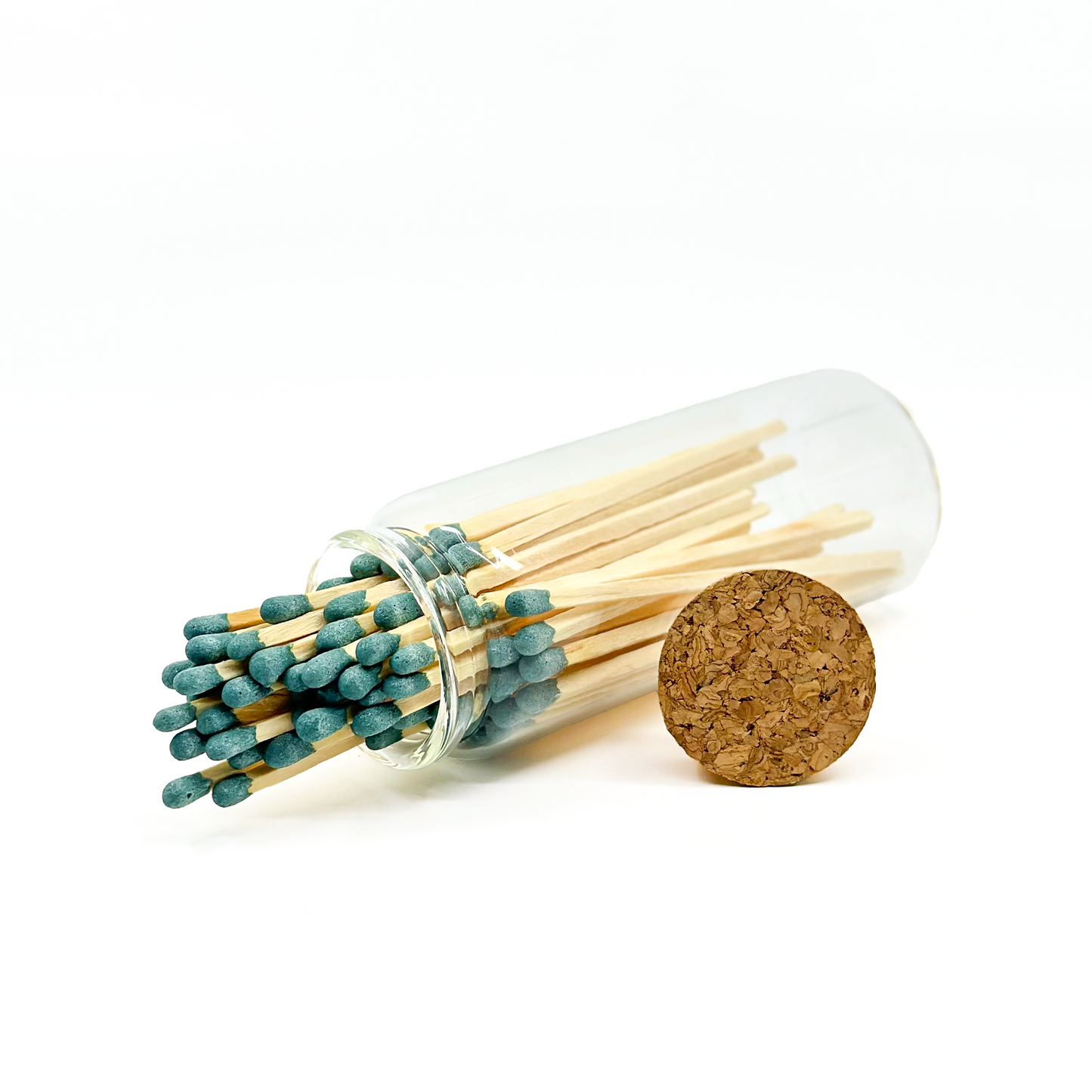 Dark Green Safety Matches in Jar - Strike On Bottle Glass Jar 4" Inch Matchsticks