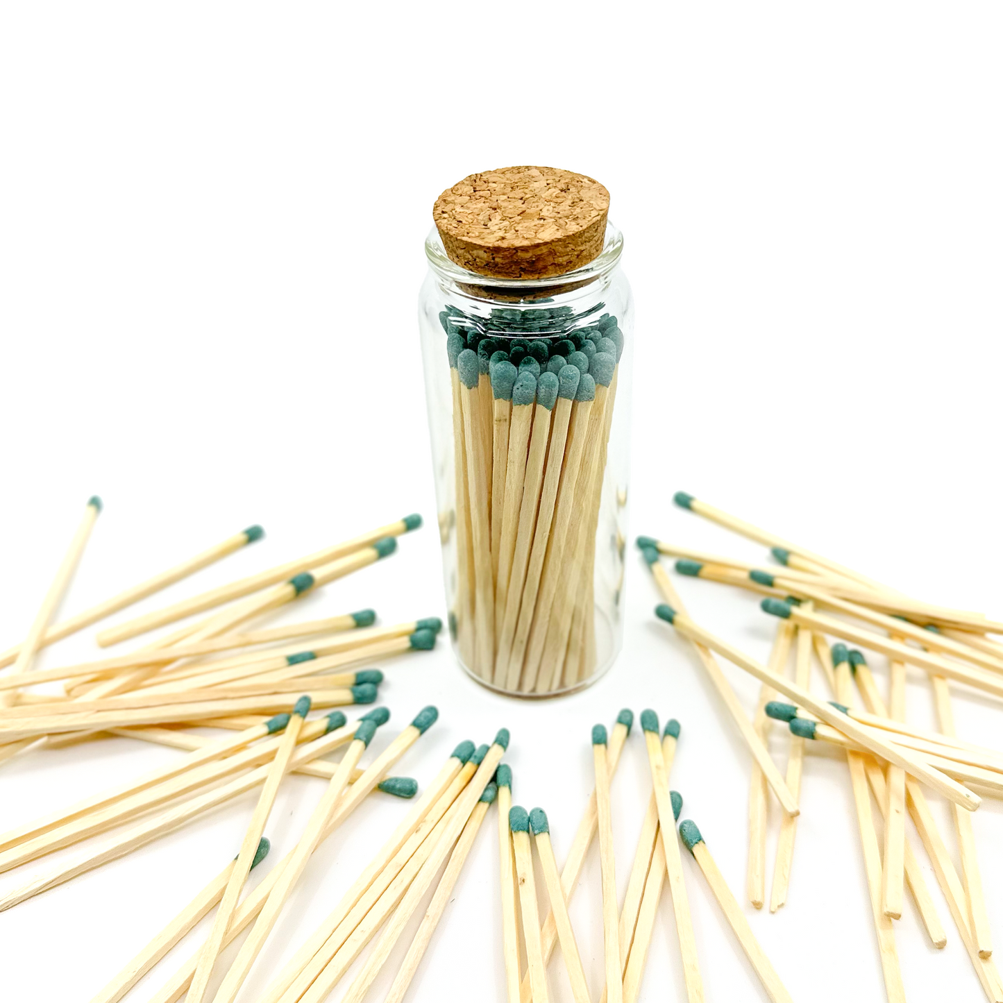 Dark Green Safety Matches in Jar - Strike On Bottle Glass Jar 4" Inch Matchsticks