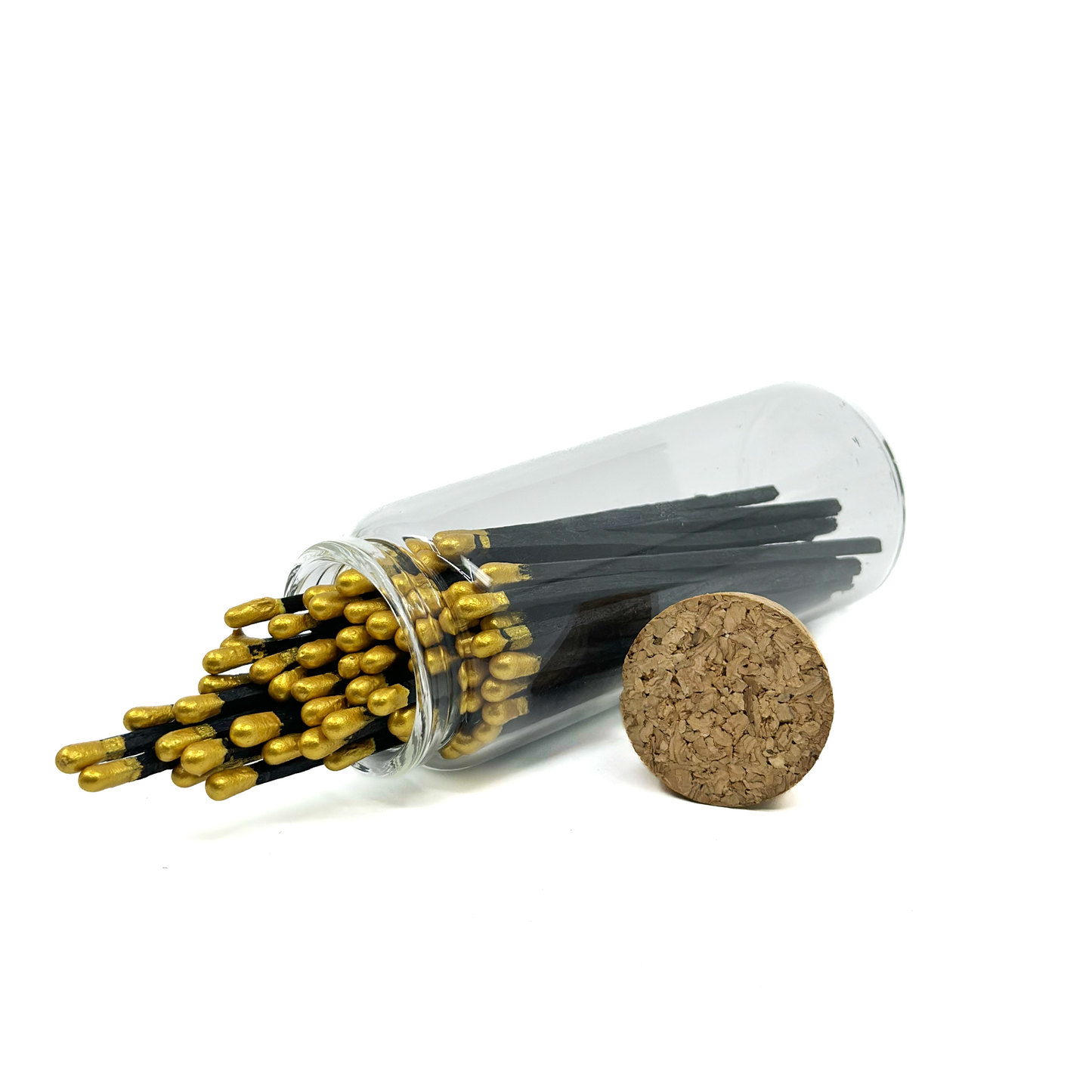 Gold Safety Matches in Jar - Strike On Bottle Glass Jar 4" Inch Matchsticks