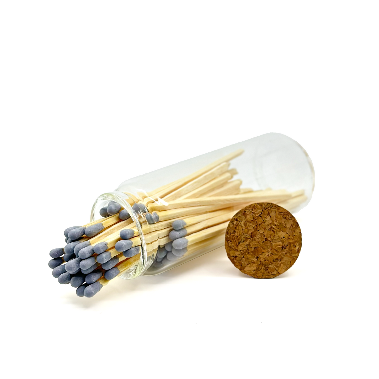 Gray Safety Matches in Jar - Strike On Bottle Glass Jar 4" Inch Matchsticks