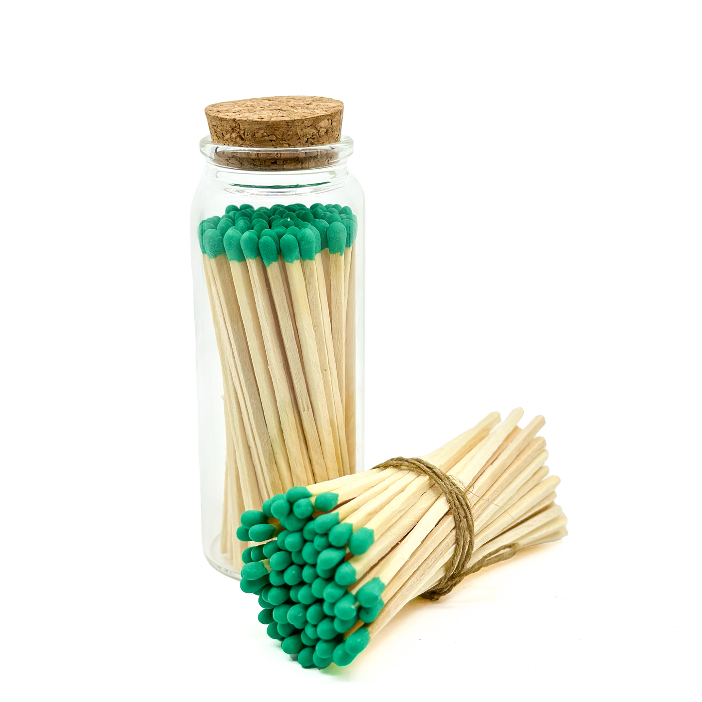 Light Green Safety Matches in Jar - Strike On Bottle Glass Jar 4" Inch Matchsticks