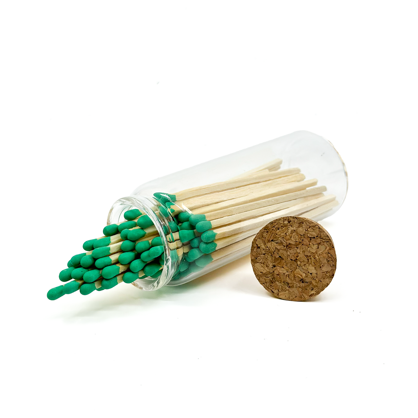 Light Green Safety Matches in Jar - Strike On Bottle Glass Jar 4" Inch Matchsticks