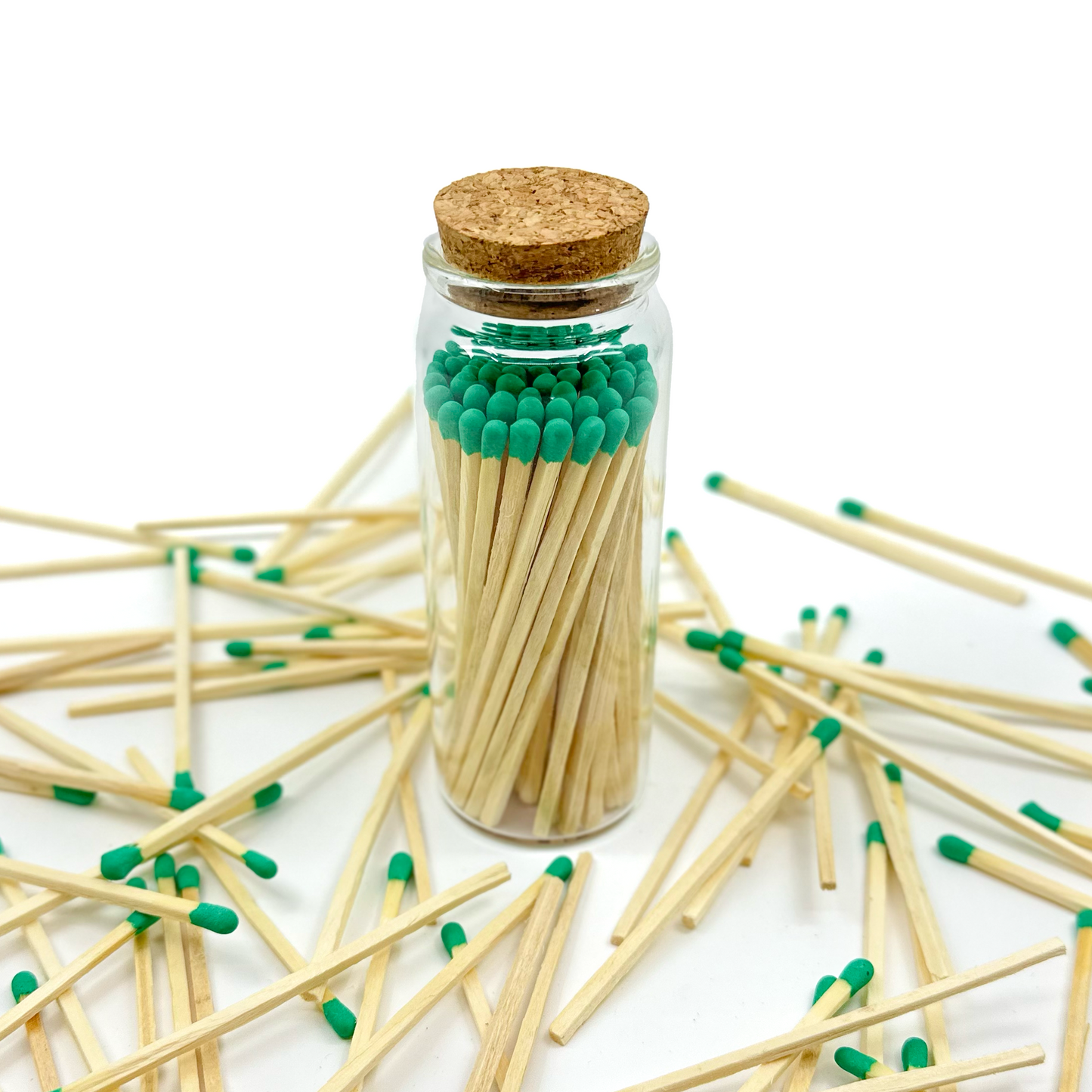 Light Green Safety Matches in Jar - Strike On Bottle Glass Jar 4" Inch Matchsticks