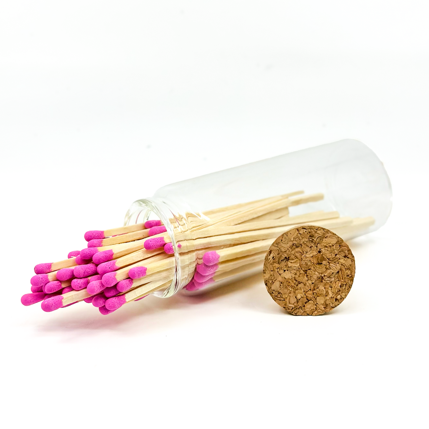 Pink Safety Matches in Jar - Strike On Bottle Glass Jar 4" Inch Matchsticks