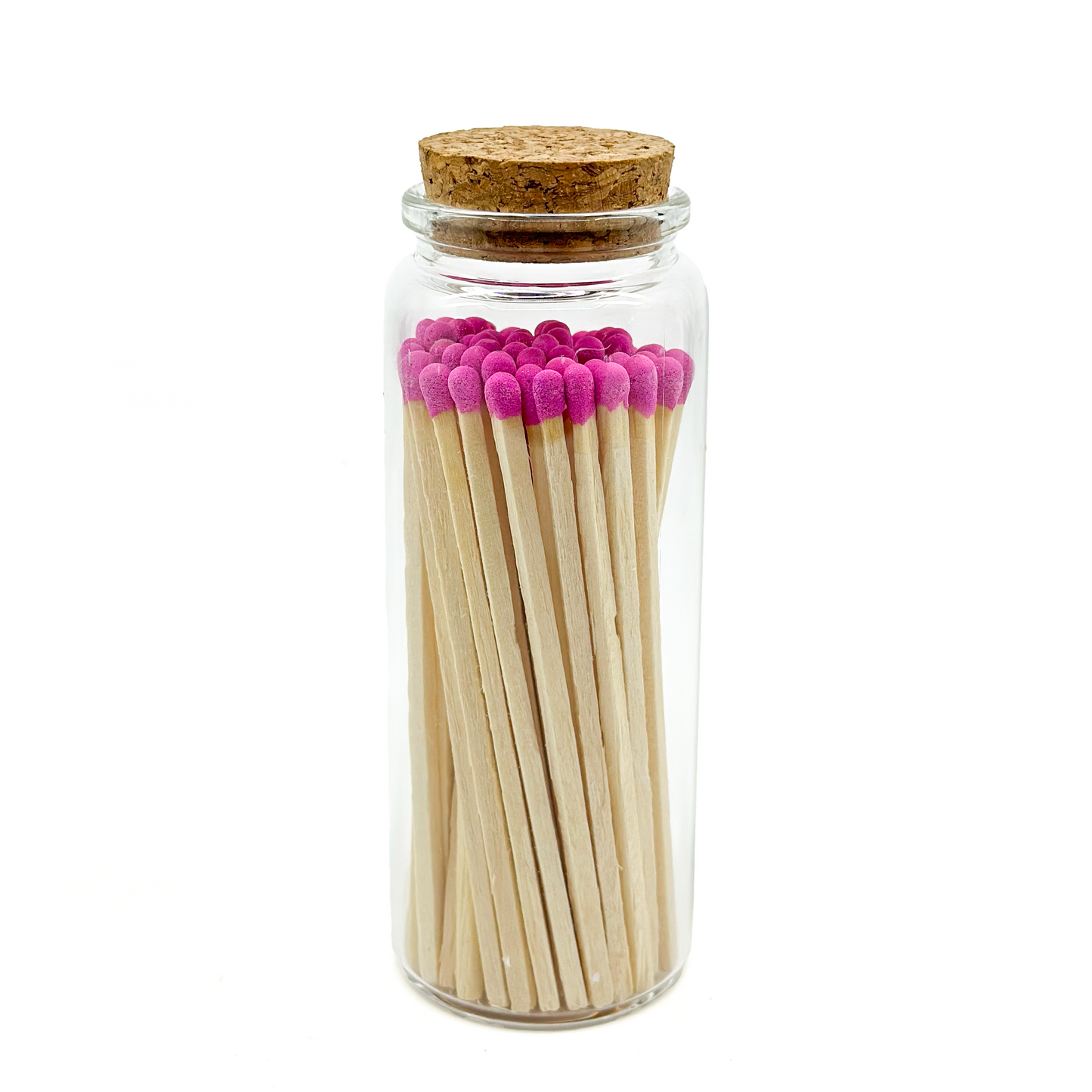 Pink Safety Matches in Jar - Strike On Bottle Glass Jar 4" Inch Matchsticks
