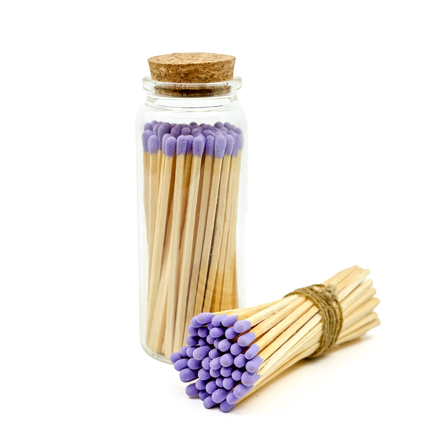 Purple Safety Matches in Jar - Strike On Bottle Glass Jar 4" Inch Matchsticks